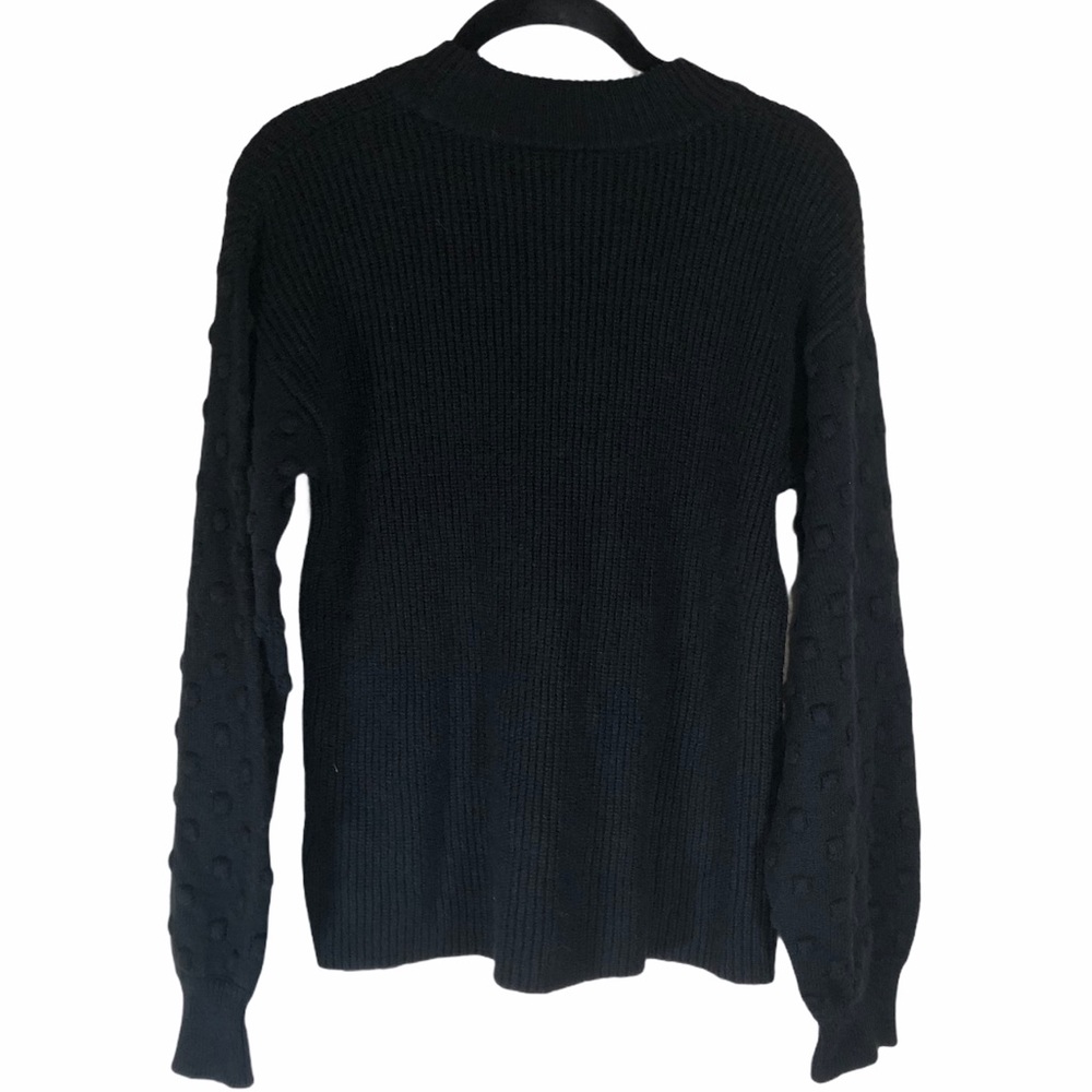 CeCe Medium Sweater Black Pom Pom Sleeve Bauble - Picture 7 of 8